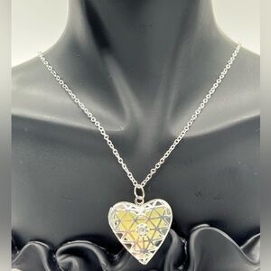 Silver Heart Glow-In-The-Dark Pendant Necklace